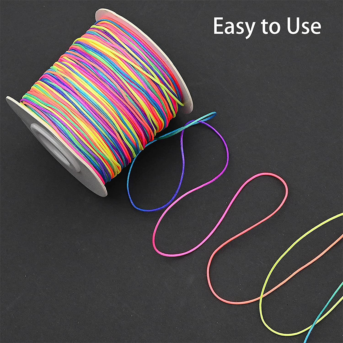 Casewin Elastic String for Pony Beads for Kids, 1mm Rainbow Elastic Cord  String for Bracelet Making, Colorful Stretchy Cord for Jewelry Making, 100m